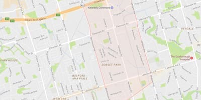 Карта на Dorset Парк соседство Торонто