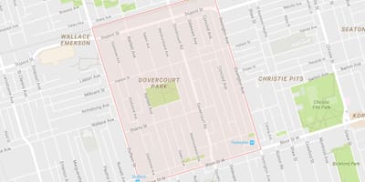 Карта на Dovercourt Парк соседство Торонто