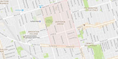 Карта на Dufferin Grove соседство Торонто