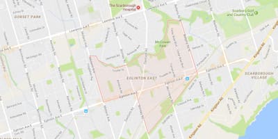 Карта на Eglinton Исток соседство Торонто