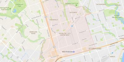 Карта на Islington-во Центарот на Градот Запад соседство Торонто