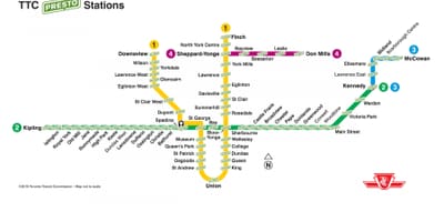 Карта на presto станици TTC