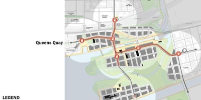 Карта на Projets Источна Водата Исток Bayfront Торонто