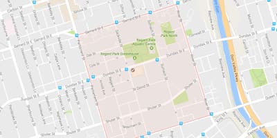Карта на Regent Парк соседство Торонто