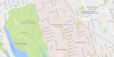 Карта на Roncesvalles соседство Торонто