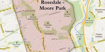 Карта на Rosedale Мур Парк Торонто
