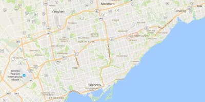 Карта на Scarborough во Центарот на Градот област Торонто
