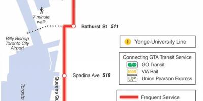 Карта на streetcar линија 509 Harbourfront