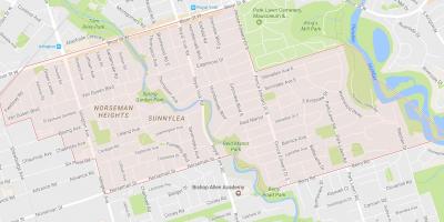 Карта на Sunnylea соседство соседство Торонто