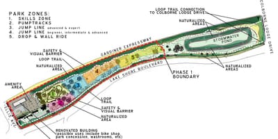 Карта на Sunnyside Велосипед Парк зона Торонто