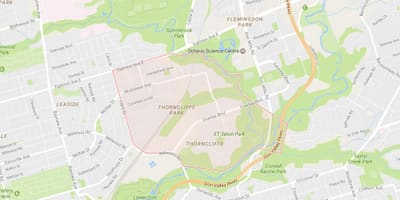 Карта на Thorncliffe Парк соседство Торонто