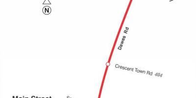 Карта на TTC 23 Dawes автобус пат Торонто