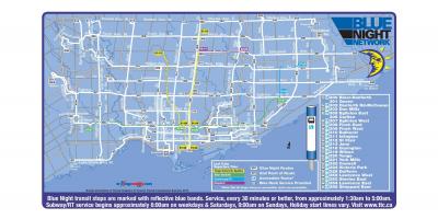 Карта на TTC сината ноќ мрежа