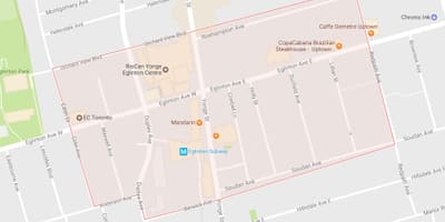 Карта на Yonge и Eglinton соседство Торонто