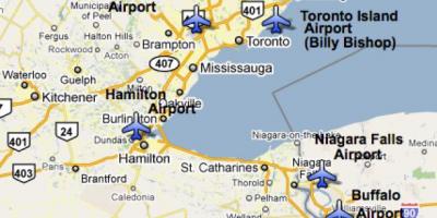 Карта на Аеродромите во близина на Торонто