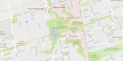 Карта на Вестминстер–Branson соседство Торонто