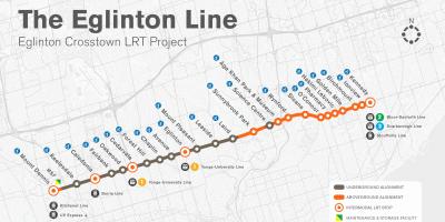 Карта на Торонто метрото Eglinton линија проектот