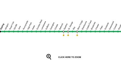 Карта на Торонто метрото линија 2 Bloor-Danforth